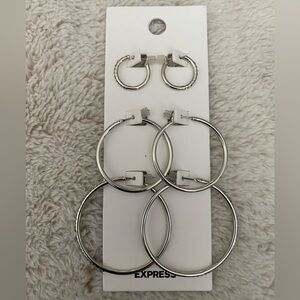 Express Silver Hoop Earring Set
